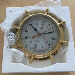 Bey Berk Brass Shipwheel Clock